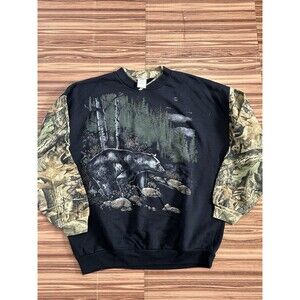 Vintage Black Bear Camo Pullover Sweater Black sz XL